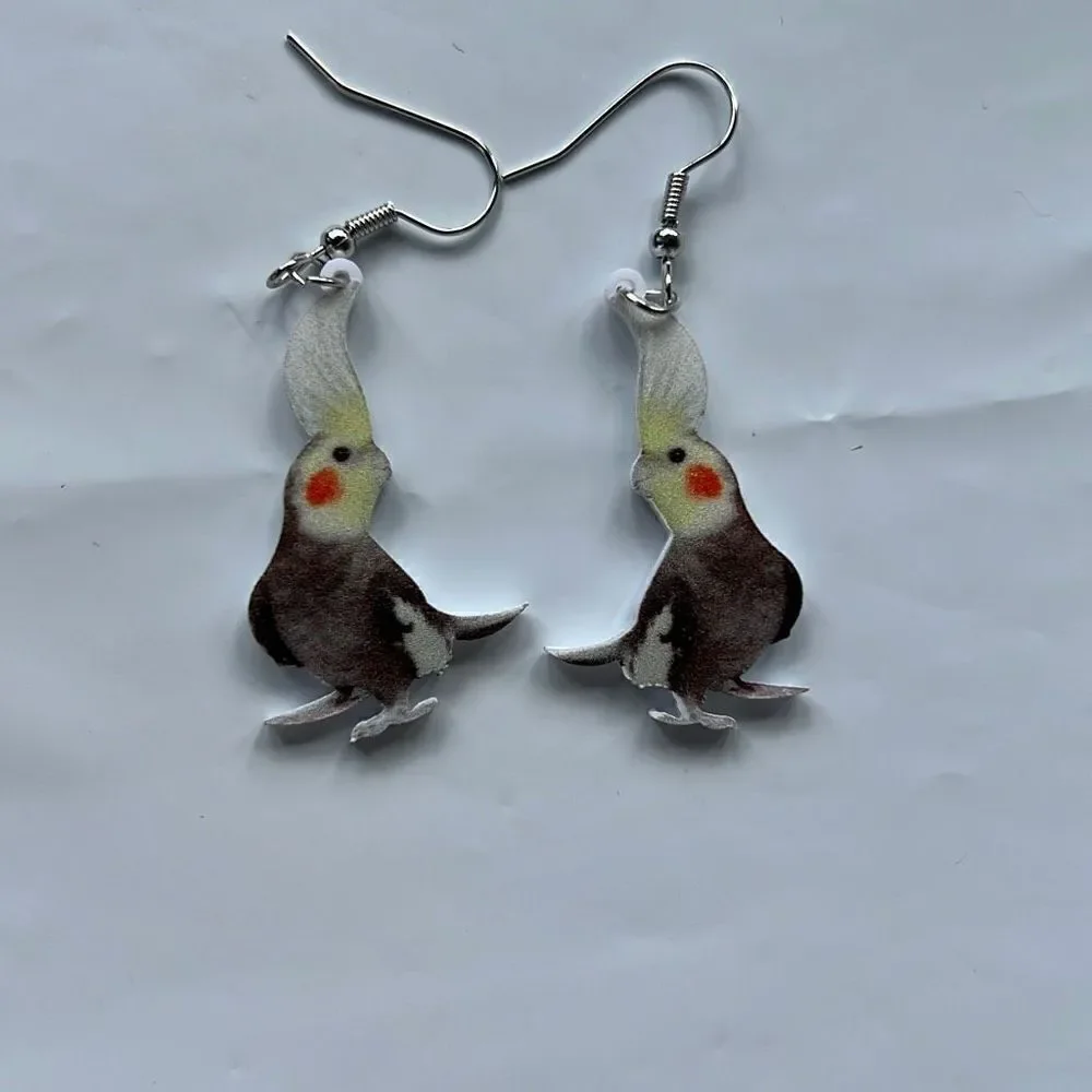 Cockatiel Bird Novelty Drop Earrings